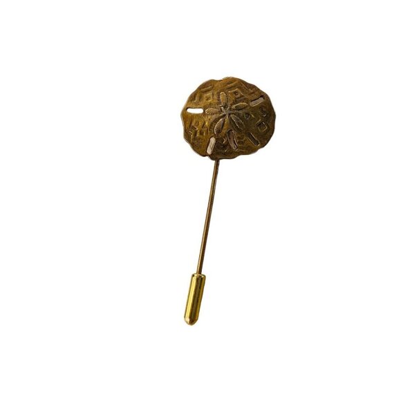 Vintage Goldtone Coppertone 2"l Stick Pin Sand Dollar Design (3/4") - Picture 1 of 16